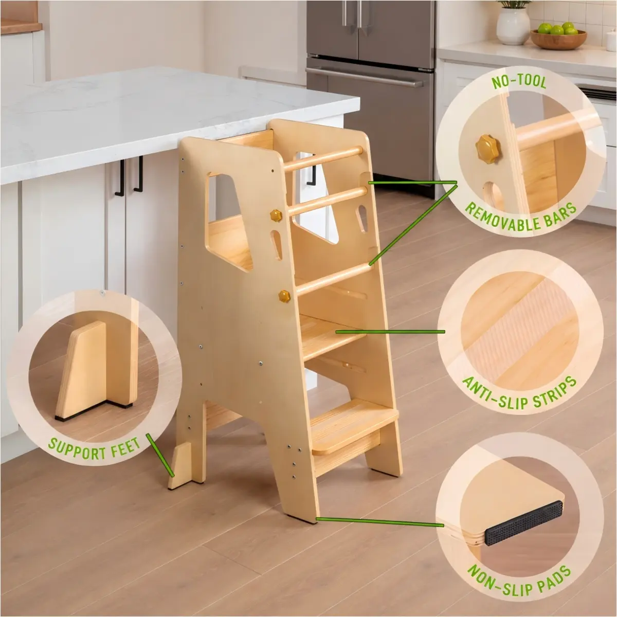 Natural Birch Adjustable Learning Tower reference model LT-A01