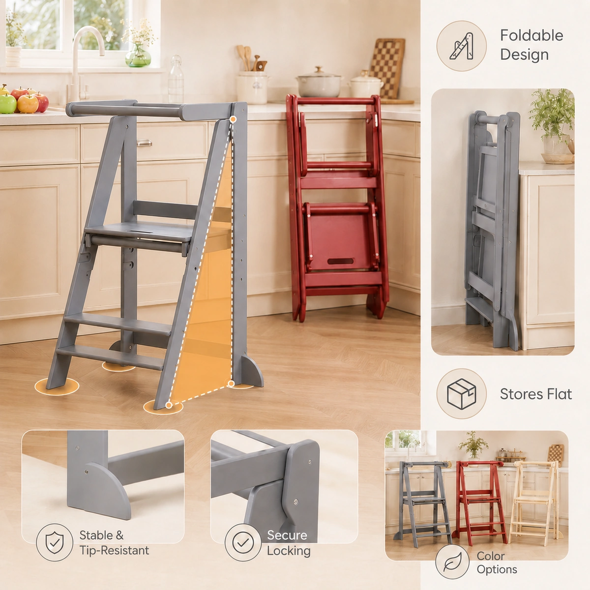 Slim Storage Foldable Learning Tower temporary reference LT-F04