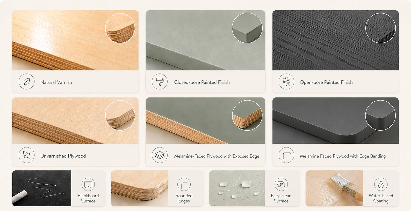 Wood surface finishing options for foldable learning tower OEM projects
