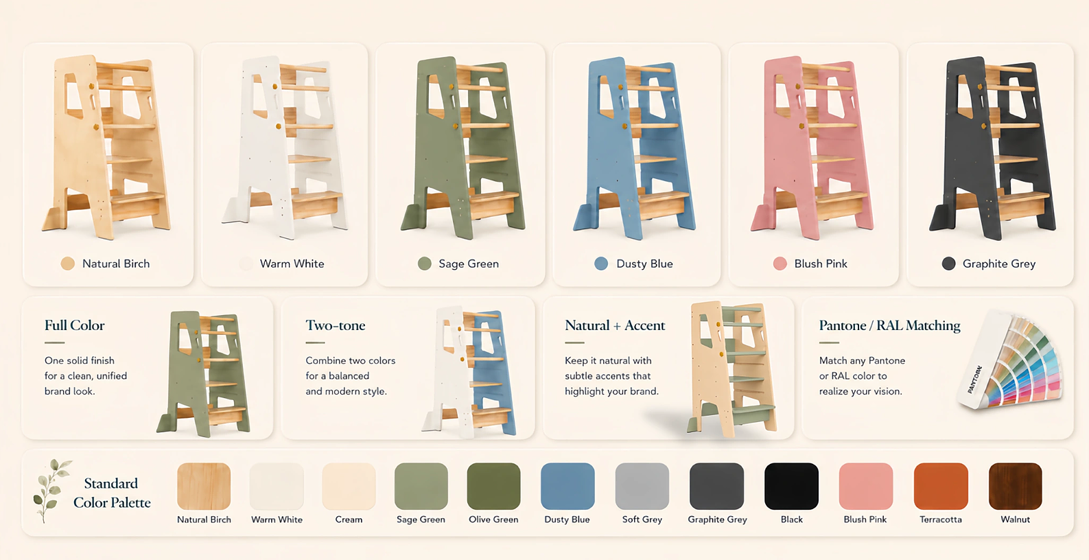 Learning tower custom color system and painted finish options
