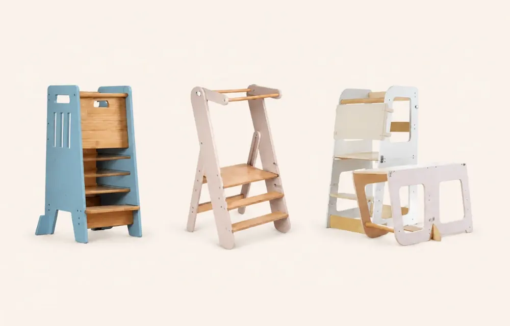 Foldable adjustable and convertible learning tower options